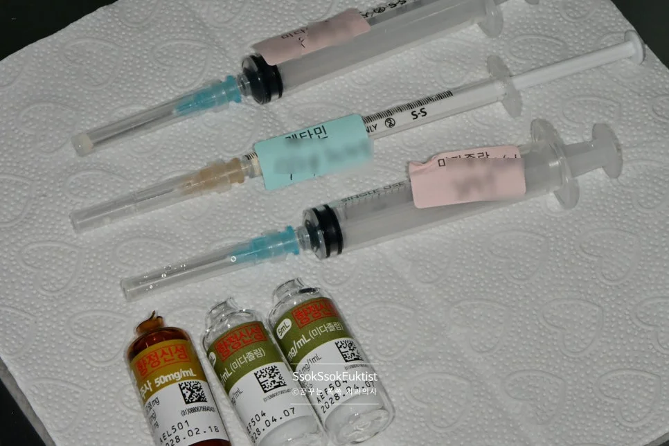 수면마취 약제 및 주사기 준비 모습