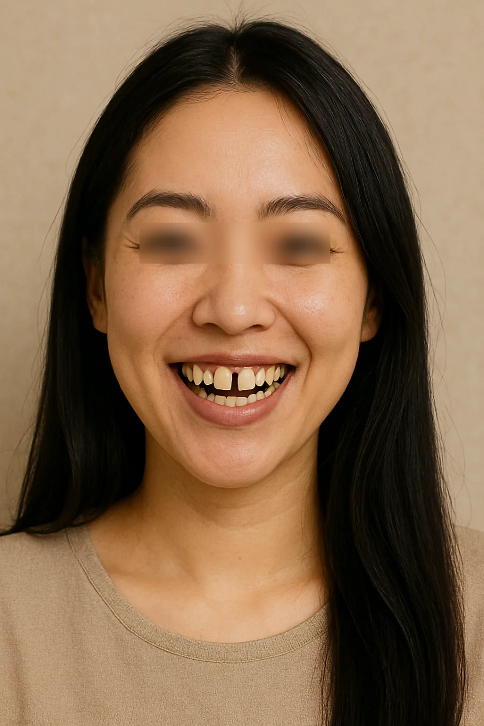 앞니 벌어짐 치료 전 AI 가상 시뮬레이션