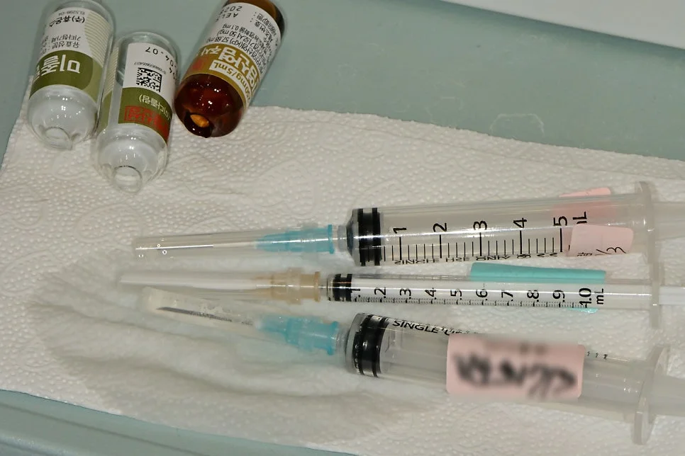 수면마취 약물 준비 및 사용 후 폐기 사진